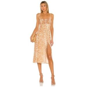 Camila Coelho Bailee Zebra Midi Square Neck Backless Dress